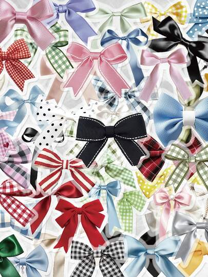 50 piezas Exquisitos adhesivos con estampado de moño de material PET para decorar diarios, tazas de agua, jarrones y computadoras, adhesivos impermeables