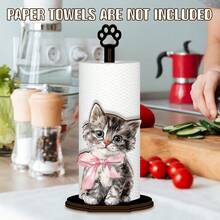 This Kitchen Paper Towel Holder Features A Cute Cat And Bow Design, Which Can Also Be Used As A Bathroom Tissue Paper Holder. It Serves As A Decorative Piece For Afternoon Tea Or Garden Parties, And Can Be Placed In The Kitchen, Living Room, And Other Areas. - Multicolor - View 7