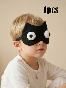 1pc 5-10Y Cartoon Funny Big Eyes Sleep Eye Mask, All Black Eye Protection Sleeping Eye Mask, Nap Light-Blocking Eye Cover, Airplane Travel Eye Mask, Multi-Function Sleep Eye Mask - Black - View 1