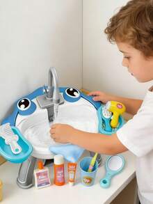 Juego de pesca eléctrica y mesa de arena 2 en 1 para niños, juguete de baño simulado, juego de piscina y playa para uso en exteriores, adecuado para niños y niñas pequeños como juguete de baño para juego de roles - Piscina de tiburones - Ver 6