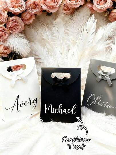 1 Stück personalisierte Geschenktüte mit individuellem Namen, elegante Satin Geschenktüte geeignet für Brautjungferngeschenke, Bridal-Shower, Hochzeitsempfang Dekoration, Geburtstagsgeschenke, Valentinstag personalisierte Geschenke für sie/ihn