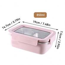 Kotak Bento Stainless Steel 304 untuk Dewasa, Wadah Makan Siang Aman untuk Microwave dengan Tutup, Kotak Makan Siang Logam Anti Bocor untuk Sekolah, Wadah Penyimpanan Makanan Terbagi untuk Persiapan Makanan, Wadah Camilan untuk Perjalanan dan Makan Siang - MultiWarna - View 24