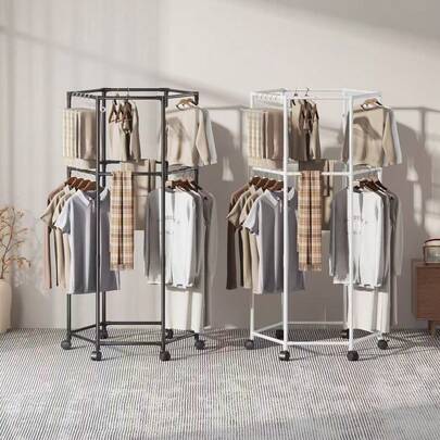 Clothes Rack For Handing, Rod Garment Rolling Closet Clothing Organizer, Chrome