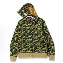 A Bathing Ape (BAPE) Men's Shark Full-Zip Hoodie – Iconic Camo Series, Multi-Color Options Available - Khaki - View 2
