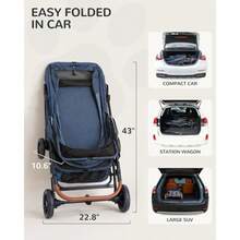 Dog Stroller for Large and Medium Dogs 20 132 lbs Pet Stroller for 2 Small Dogs Extra Large Heavy Duty Foldable and Ventilated - Azul - Ver 4