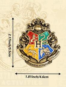Harry Potter 1枚金属弧形盾形徽章，美学勇敢狮子与狡猾蛇高浮雕盾形徽章复古胸针，周边礼品，徽章非常适合作为背包徽章、时尚装饰礼品、墙面艺术品、角色扮演和粉丝收藏品。[官方授权] - A - 查看 7