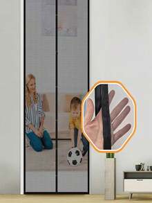 1pc Heavy Duty Door Curtain, With Full Frame Hooks, Made Of Polyester Mesh Material, Pet Friendly Design, Anti-Insect, Suitable For Doors Up To 38x82 Inches - Multicolor - View 3