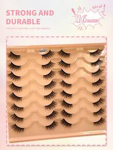 ENCHUW 16 Pairs Half Eye Lashes Natural Look Wispy Cat Eye False Eyelashes,Fluffy Soft Eye End Elongated Lashes Faux Mink Lashes - Black - View 5