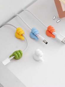 50/30/10pcs Thumb Clips, Cartoon Hand Shaped Sticky Clips, Cable Organizers, Finger Clips, Silicone Charging Cable Organizers, Phone And Data Cable Management Hooks, Multi-Functional Cable Fixers, Battery-Free Cable Organizer Accessories, Sticky Hooks, Towel Racks, Bedroom Wall Decor - Multicolor - View 2
