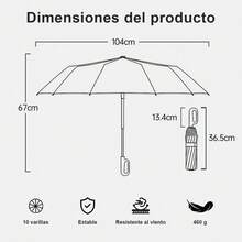 Travel Golf Folding Umbrella, 10 Ribs, Automatic Open/Close, Lightweight Portable Backpack, Outdoor Car Sunshade, Sun/Rain Protection, Anti-UV 99%, UPF 50 - Blanco - Ver 9