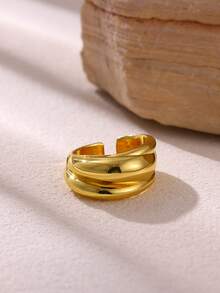 Stainless Steel Metal Heart Open Ring Gold Color Plated Minimalist Fashion Jewelry Accessories Gift - JZ9329 - View 2