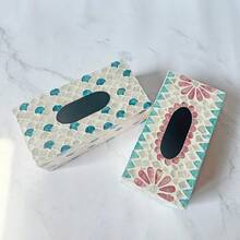 Cirelle 1个天然贝壳镶嵌装饰纸巾盒，创意ins风奢华家居纸巾架，适用于客厅、卧室、浴室，适合圣诞节、万圣节派对装饰、礼品、家居收纳整理容器 - 彩色 - 查看 11
