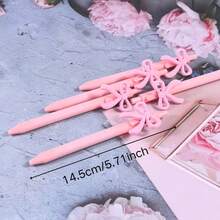 5/10/20支/套蝴蝶结圆珠笔，粉色/白色/黑色，复古可爱可伸缩中性笔，大容量，情人节、生日、派对、婚礼、办公礼物 - 粉色 - 查看 2