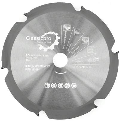 Extreme PCD Cuts Fibre Cement Boards Saw Blade 160mm X 20mm X 6T UK
