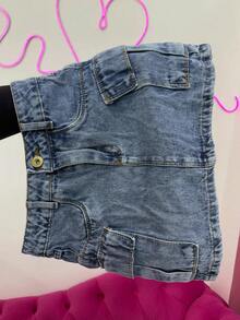 Graphite Gray Cargo Skirt Sensation - 淺色水洗藍 - 查看 2