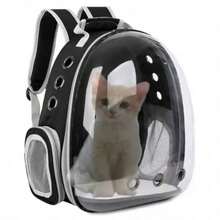 Mochila transportadora para mascotas, bolsa de viaje para gatos, transparente y transpirable, adecuada para salidas - Negro - Ver 11
