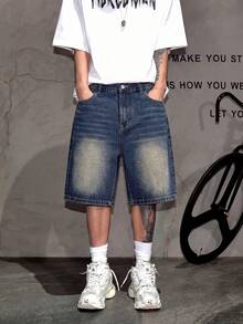 Denim Shorts, Cotton Ripped Jeans Shorts, Straight Leg Casual Shorts, Breathable Versatile Summer Commuter Shorts - Royal Blue - View 7