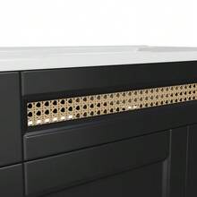 Freestanding Bathroom Vanity Unit 76x46x86.5cm, Double Silent Drawer Slides, Cabinet Doors With Soft-Close Function, Gold Handles And Rattan Decorations, Ceramic Washbasin, Black. - 黑色 - 查看 6