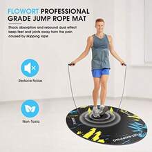 Jump Rope Mat Large Rubber Exercise Mat Indoor Outdoor Shock Absorbing Mat Non-Slip Oval Design for Floor and Rope Protection Workout Mats for Home Gym Flooring - Azul - Ver 2