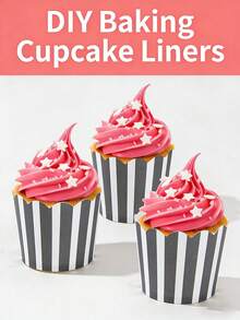 200pcs Striped Cupcake Liners, Baking Cupcake Cups, Suitable For Weddings, Birthdays, Valentine's Day, Christmas And Family Gatherings - View 4