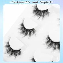 4 Cặp lông mi giả 3D kiểu hoạt hình, lông mi giả dày tự nhiên, làm dày mi, phụ kiện trang điểm du lịch thiết yếu, lông mi dạng dải. - màu đen - Xem 5