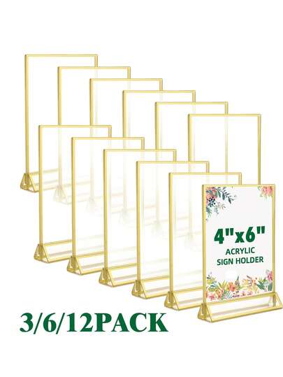 3/6/12 قطعة إطار صور رأسي مزدوج الوجه 10*15 سم لعرض الصور/القائمة/الوصفات، حامل رقمي لحفل الزفاف، إطار ديكور مفكك لمطعم