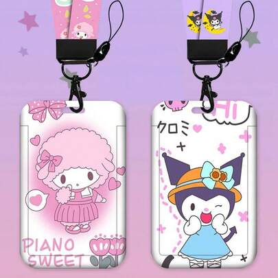 SANRIO 1个滑盖式卡套，卡通库洛米公交/地铁卡套，学生可伸缩挂绳DIY卡套，工作证、工厂卡、学生证、幼儿园卡套，返校季必备