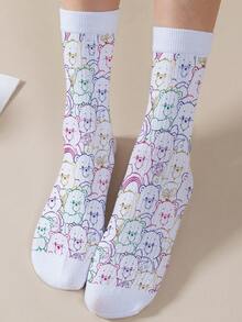 CARE BEARS 1 Đôi tất nữ in hình cá nhân hóa, in kỹ thuật số 360 độ với hình ảnh gấu vui nhộn như gấu cổ vũ, gấu ước nguyện, gấu trái tim, gấu thiên thần, gấu cáu kỉnh, kiểu dáng thời trang và tối giản, phù hợp để mang hàng ngày và làm quà tặng tốt nghiệp/sinh nhật. - Nhiều màu - Xem 9