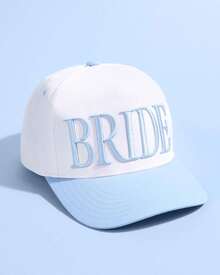 Xo, Fetti White + Blue Bride Trucker Hat| Bachelorette Accessory, Bridal Headwear, Bach Party Decorations, Bridesmaid, Wedding Cap - 1 - 查看 4