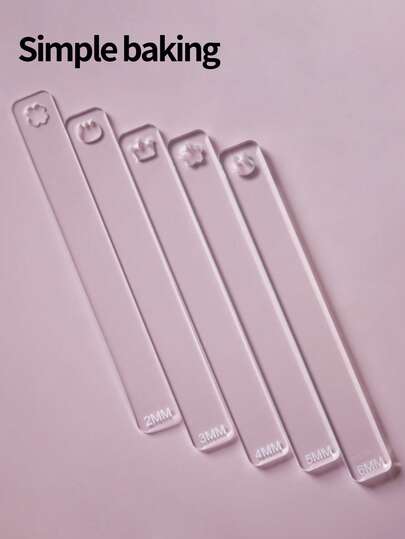 1 Pair 18cm Acrylic Cookie Thickness Gauge, 5 Thickness Options (2mm, 3mm, 4mm, 5mm, 6mm) Frosting Butter Cookie Base, Fondant Thickness Ruler, Cookie Leveler