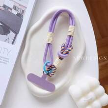 1pc Multicolor Buckle Short Thick Phone Lanyard, Sturdy Wrist Strap For Outdoor, Camera, Water Bottle, Key Chain, Unisex High-End Wide Version Hanging Cord With Clip - Multicolor - View 7