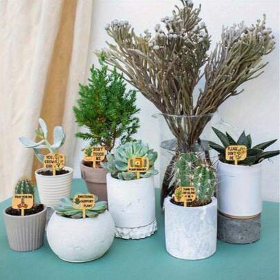 15 nhãn gỗ đánh dấu cây trồng, hình minh họa nhận dạng cây, nhãn đánh dấu làm vườn, nhãn dán cây con rau, làm thủ công.