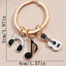 4 móc khóa hợp kim kẽm hình các yếu tố âm nhạc: nốt nhạc guitar, tai nghe, micro, piano, mặt dây chuyền tráng men, quà tặng móc chìa khóa xe hơi cho bạn bè nhạc sĩ. - Nhiều màu - Xem 2