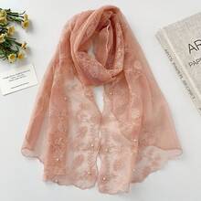Lace Silk Scarf, Artistic Style Long Ribbon, New Spring/Summer Thin Neck Scarf, Shawl For Outer Wear - Hồng - Xem 7