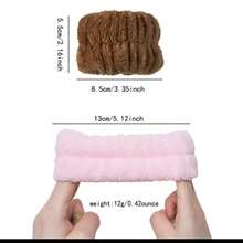 3pcs Set: Plush Absorbent Headband And Wrist Protector, Suitable For Face Washing, Skincare, Bathroom. Colors: Pink, White, Gray. The Wrist Protector Helps Keep The Wrists Dry During Face Washing. - FC64 Headband Set - View 6