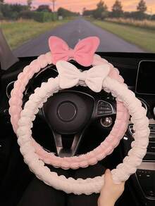 1pc Cute Bow Tie Steering Wheel Cover, Anti-Slip Breathable Car Accessories, Suitable For All Seasons - Multicolor - View 12