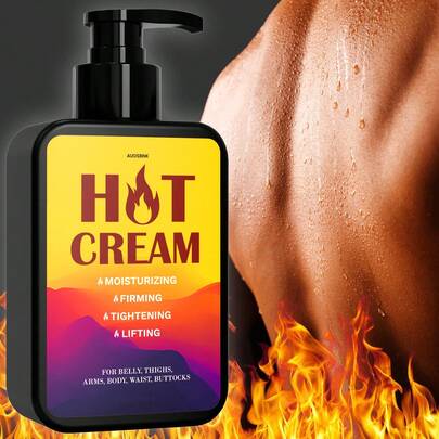 AUOSBNK 含咖啡因和生姜的热感紧致保湿霜，适用于大腿、腹部、手臂和臀部，男女日常护肤，运动前持久保湿按摩乳液