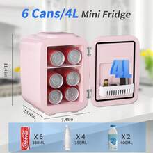 OSTBA Mini Fridge, 4 Liter/6 Cans Small Fridgerator For Bedroom,  Thermoelectric Cooler And Warmer For Skincare Drink Office Dorm Car, White - 粉色 - 查看 2