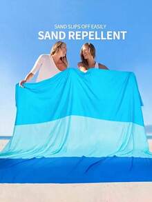 Faltbare Anti-Sand Strandmatte mit 4 Eckstangen, Outdoor Camping Reise Wandern Picknick Stranddecke, Polyestermaterial, extra groß & leicht - mehrfarbig - Übersicht 2