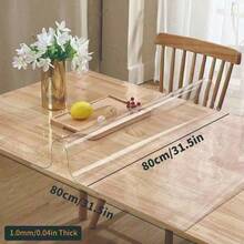1pc 1.0mm Thick Pvc Transparent Tablecloth Desk Mat Protective Film, Waterproof, Oil Proof, Heat Resistant, Suitable For Table Cover, Tea Table, Bedside Table, Computer Desk, Office - White - View 37