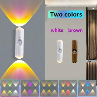 Đèn ngủ LED thông minh sạc lại được, có cảm biến chuyển động, đèn chiếu sáng gradient RGB, đèn treo tường từ tính có thể điều chỉnh độ sáng, cấp nguồn qua USB, thiết kế hiện đại cho phòng ngủ và trang trí nhà cửa.