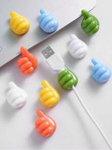 50/30/10pcs Thumb Clips, Cartoon Hand Shaped Sticky Clips, Cable Organizers, Finger Clips, Silicone Charging Cable Organizers, Phone And Data Cable Management Hooks, Multi-Functional Cable Fixers, Battery-Free Cable Organizer Accessories, Sticky Hooks, Towel Racks, Bedroom Wall Decor - Multicolor - View 6