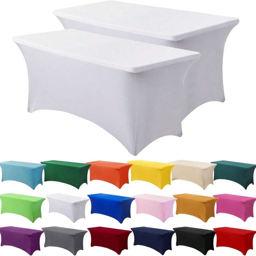 1/2/4/6PCS Spandex Tablecloth, Stretchable Fitted Rectangular Table Cover, Universal Stretch Patio Table Cloth For Wedding, Banquet, Party And Events