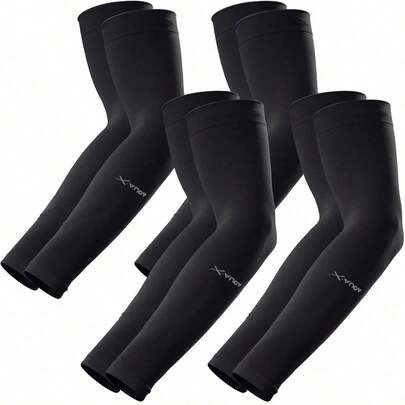 4 Pairs UV Protection Cooling Compression Arm Sleeves - Men's Sun Protection Arm Sleeves - Suitable For Teenagers And Schools - Accessories - Summer Gloves - Sleeves - Arm Cover - Arm Protection - Summer Clothing - All Colors - Black Sleeves - Gift For Men