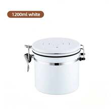 1 pieza Recipiente hermético de acero inoxidable para granos de café con válvula de fecha, contenedor de almacenamiento para polvo/té/especias, elegante canister para mostrador de cocina para posos de café, espresso, hojas de té, aperitivos - Blanco - Ver 6
