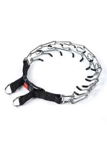 1 pieza Collar de entrenamiento ajustable para perros, con hebilla de liberación rápida, adecuado para perros pequeños/medianos/grandes, para caminar, entrenar, cazar, cadena de collar de metal de acero inoxidable resistente - Plateado - Ver 3
