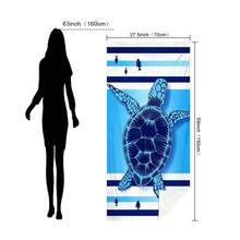 1件海洋生物海龟系列超细纤维沙滩巾/毯，印花图案，多种尺寸可选，轻便，适合游泳、露营、运动、海滩或健身房使用。 - 藍海龜 - 查看 13