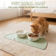 1 pieza Alfombrilla semicircular de silicona para mascotas, adecuada para gatos y perros - Diseño resistente al calor y antideslizante (talla grande de 10 opciones de color) - Certificado FDA/UE, apto para lavavajillas - Regalo ideal para amantes de las mascotas, certificado halal, aprobado por LFGB - Multicolor - Ver 2