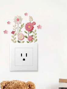 1pc 3D Textured Floral Self-Adhesive Switch Sticker, Luxury Bedroom Outlet Home Decor Sticker - Switch Sticker - View 4