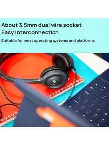 Logitech Wired Over-Ear Headphones With Noise-Canceling Microphone, Adjustable Microphone, 3.5mm Single-Cable Jack, Stereo Sound, Real-Time Calls, And A Lightweight, Comfortable Fit. - View 3